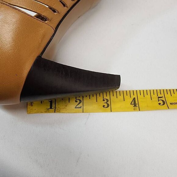 Enzo Angiolini Size 8.5 Tan Leather Square Toe Pump Heels L - Picture 12 of 12